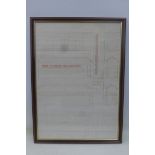 A framed and glazed scale diagram of Exeter West Box, 26 x 35 3/4".