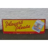 A Player's Please part pictorial rectangular enamel sign with packet image.