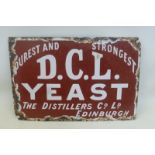 A small D.C.L Yeast - The Distillers Co. Ltd. Edinburgh rectangular enamel sign, 12 x 8".