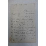 A signed letter from Lord Derby, Prime Minister, dated March 28th 1854 about church matters.