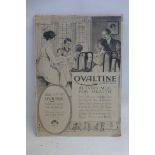 An Ovaltine Tonic Food Beverage pictorial black and white showcard, 11 x 15 1/2".