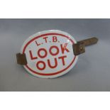 A London Transport Board 'Look Out' oval enamel armband.