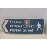 An Edinburgh Waverley Station directional street sign, 48 x 17 3/4".