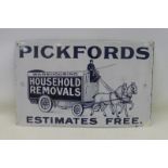 A rare Pickfords Warehousing Household Removals pictorial enamel sign by Imperial, 25 x 15 1/2".