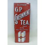 A good Government Tea part pictorial enamel sign of good small size and in good condition, 9 x 24".