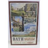 A good 1950s British Railways pictorial railway poster Bath - the Georgian City, 26 1/2 x 42".
