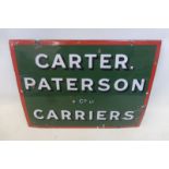 A Carter, Paterson & Co. Ltd. Carriers rectangular enamel sign of unusual small size, by Bruton of