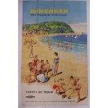 A British Railways Western Region poster advertising Minehead, the gateway to Exmoor and one other