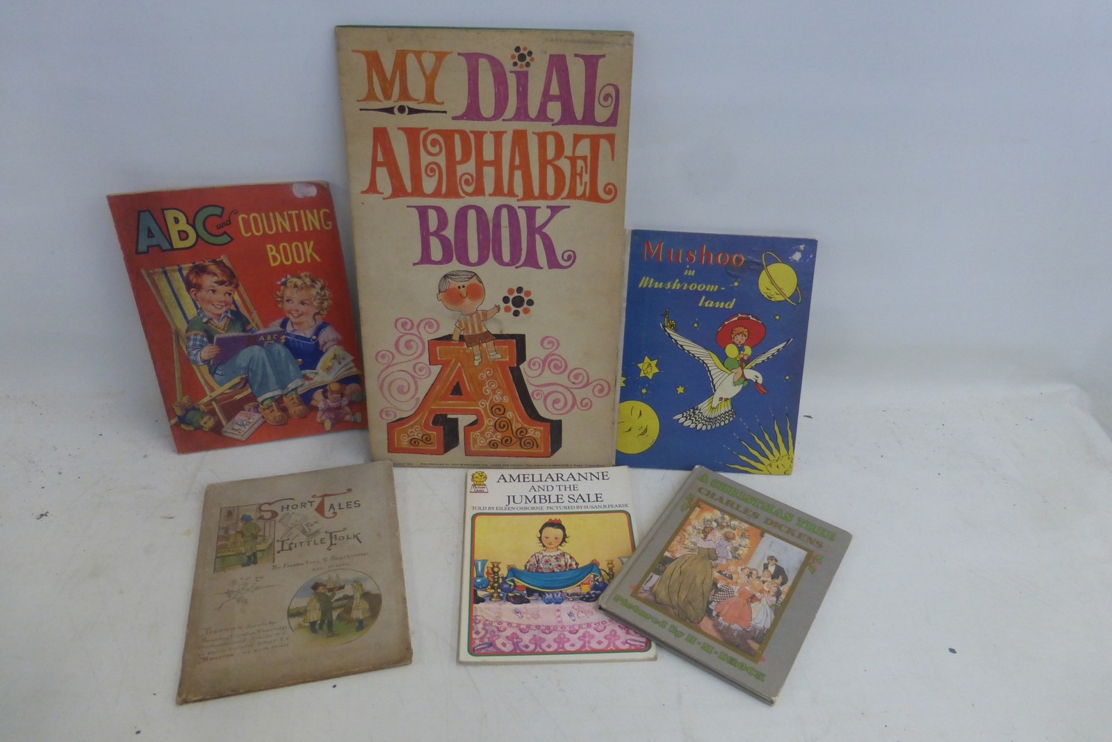 A selection of early children's books to include Short Tales for Little Folk, Mushoo in Mushroom