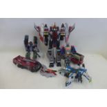 A box of Transformer figures .