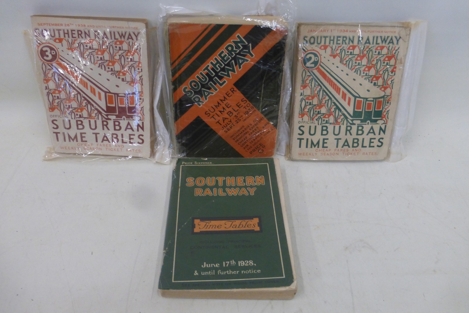 Four Southern Railway Time Tables, June 17th 1928 and three from the 1930s.