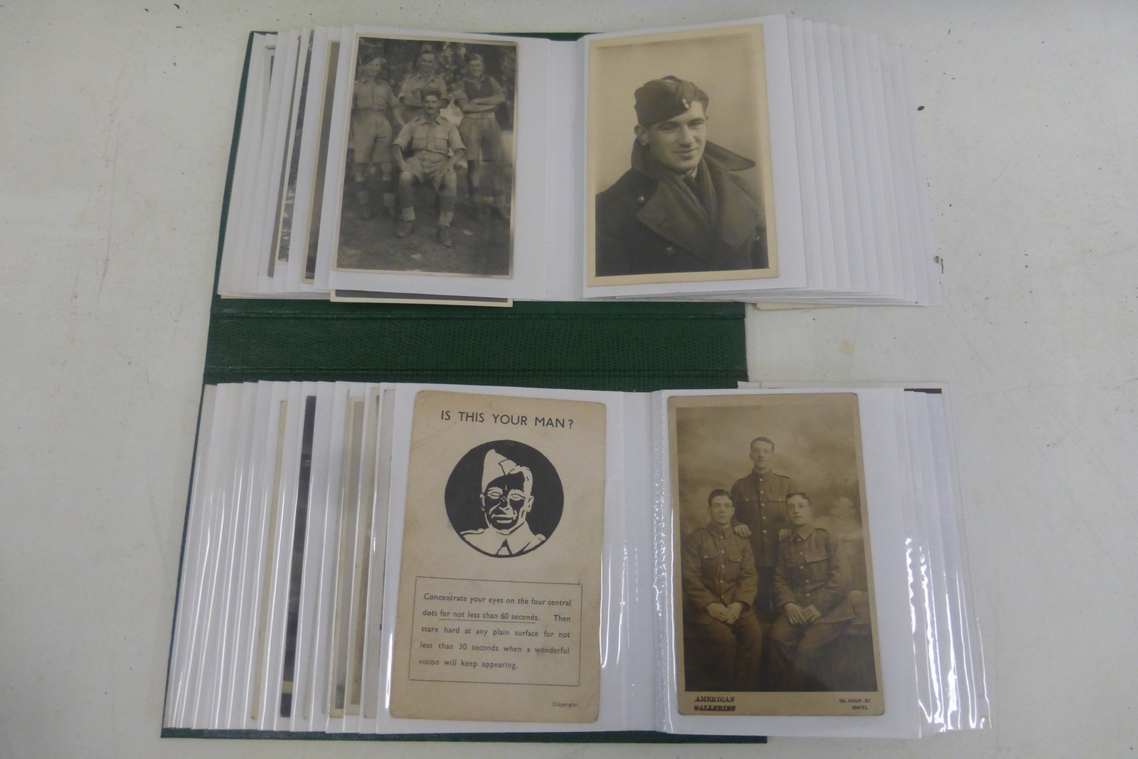 Three albums containing a total of 240 military postcards and photographs. - Image 2 of 4