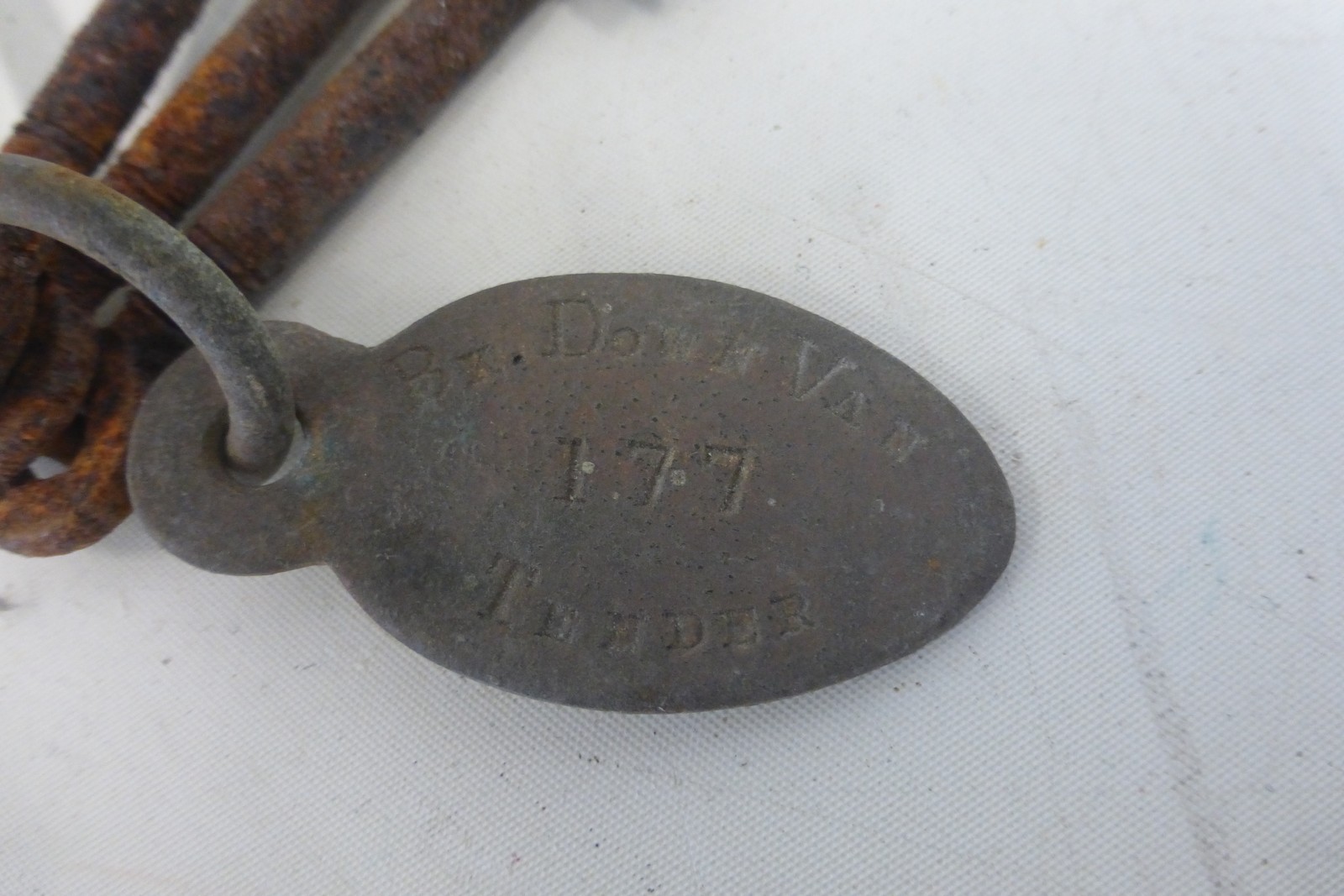 A GWR brass padlock and a bunch of keys with a tag 'Brake Down Van 177 Tender' - Image 2 of 2