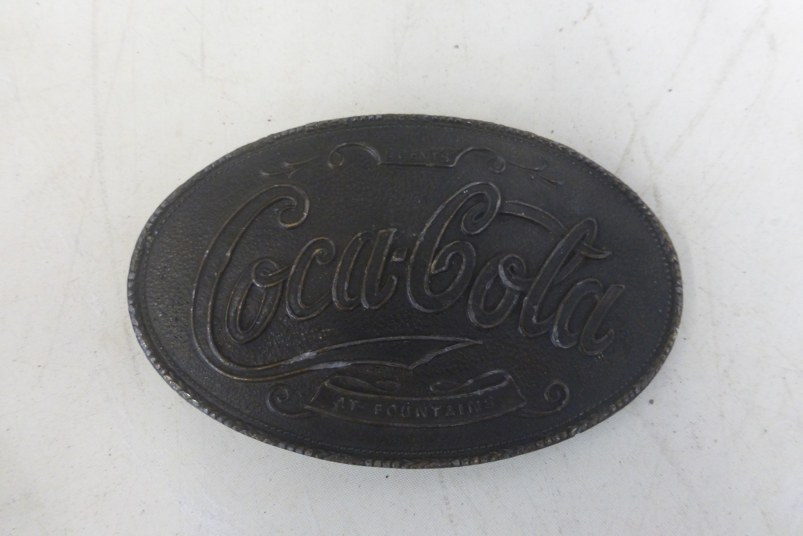 A pair of older reproduction Coca Cola showcards, probably 1970s/1980s and a Coca Cola oval belt - Image 2 of 2