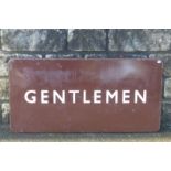 A Western region 'Gentlemen' rectangular enamel sign, 36 1/4 x 18".