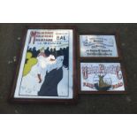 Three contemporary advertising mirrors to include Moulin Rouge, 25 1/4 x 35 1/2, Union Pacific 19