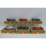 MERIT - six racing cars, 1950s, all near mint and boxed.