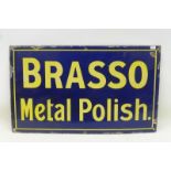 A Brasso Metal Polish rectangular enamel sign with good gloss, 20 x 12".