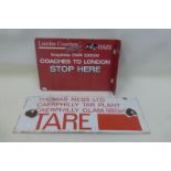 A London Coaches 'Stop Here' double sided aluminium sign with hanging flange, 12 x 8 1/4" and a