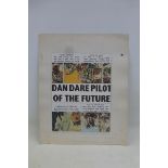 A Dan Dare original comic storyboard, 1952 from Eagle, by Frank Hampson, with painted overlay.