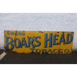 A Boar's Head Tobacco rectangular enamel sign by Bruton, 72 x 24 1/2".