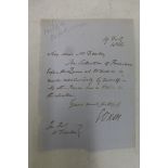 A signed letter from Samuel Wilberforce (1805-73), Bishop of Oxford 'Soapy Sam', dated 19th December