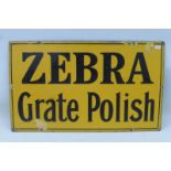 A Zebra Grate Polish rectangular enamel sign, 20 x 12".
