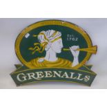 A Greenalls shaped enamel sign, 14 3/4 x 10".