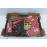 A box of Hornby Dublo track, some boxed.