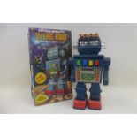 A boxed battery operated Talking Robot with missile shooting action, made in Hong Kong.