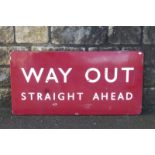 A Midland region 'Way Out Straight Ahead' enamel railway sign, 36 1/4 x 18".