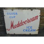 A Meddocream Silver Cup Ice Cream rectangular enamel sign, 24 x 18".