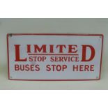 A Limited Stop Service (Northern General?) Buses Stop Here rectangular double sided enamel sign,