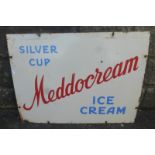 A Meddocream Silver Cup Ice Cream rectangular enamel sign, 24 x 18".