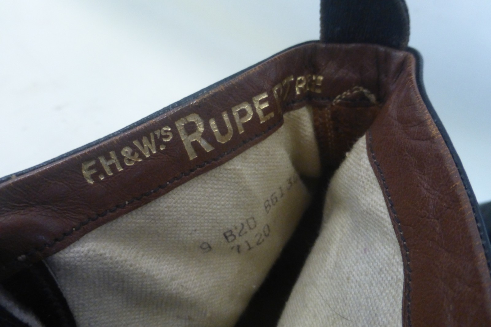 A pair of black leather lace-up shoes F.H & U's RUPERT, with tan leather soles. - Image 2 of 3