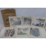 A selection of Chinese watercolours, circa 1977 depicting various scenes.