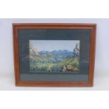 ADOLF INKAMALA - landscape scene, watercolour, framed and glazed.