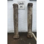 A pair of rare 18th/19th Century wooden pillars, by repute removed from a woollen mill in Bradford