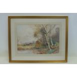 H.C. FOX - rural landscape with cattle grazing, watercolour, signed and dated.