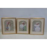 AGNES RICHARDSON - three framed and glazed studies of young girls.