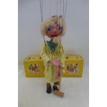 An early 1960s 'Farmer' Pelham Puppet complete with rake and nail prongs, with moving mouth.