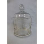 A Rowntree's Clear Gums glass lidded jar, 7 1/2" high.