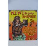 A contemporary decorative oil on board advertising Kiwi Boot Polish, 22 1/4 x 24".
