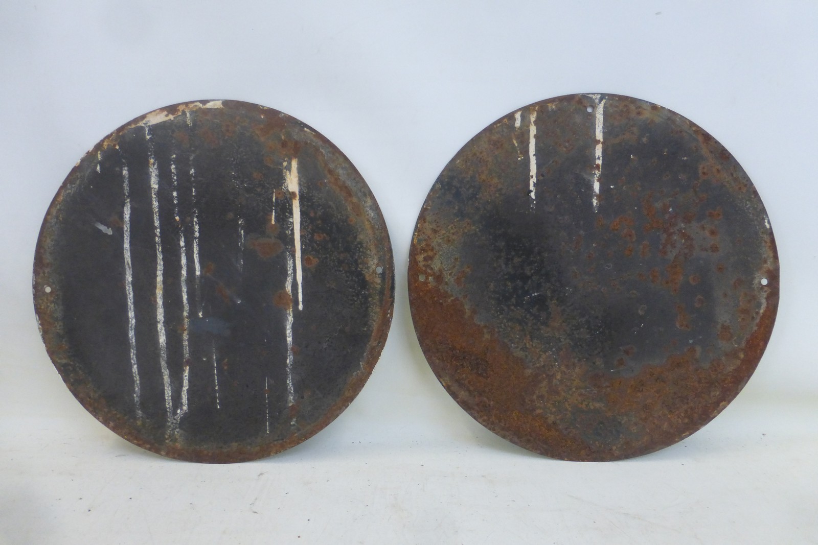 Two circular wine barrel ends 'Cuve no.43', 14" diameter. - Image 2 of 2