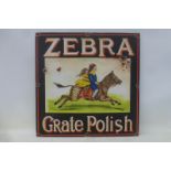 A contemporary decorative oil on board advertising Zebra Grate Polish, 25 3/4 x 26".