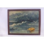A Colman's Mustard 'seascape' showcard in original frame, 25 x 19 3/4".