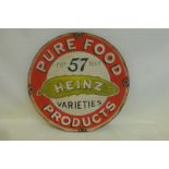 A decorative oil on board advertising Heinz Pure Food Products, 24 1/2" diameter.