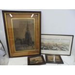 A framed and glazed North West Prospect of the City of Bristol, a large print of St Mary