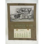 A Redman & Co. Grocers pictorial showcard calendar for 1925, 9 1/2 x 12 1/2".