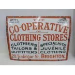 A Co-Operative Clothing Stores, Trafalagar Street, Brighton enamel sign by Imperial Enamel